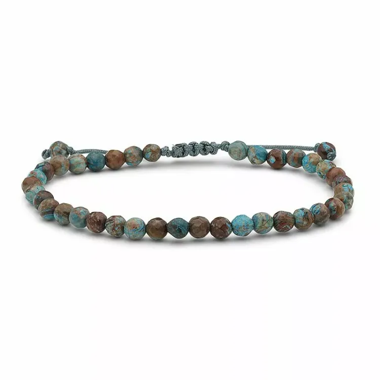 multifarvet turkis jasper armbånd i silke snor 17 cm plus 3 cm x 4,4 mm - Loom Stones