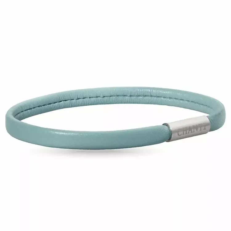 Flad grøn magnetarmbånd i læder med stål lås x 6 mm