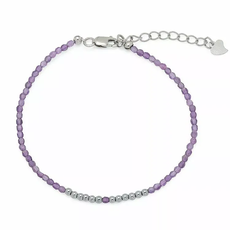 lilla sten armbånd med ametyst og hematite.