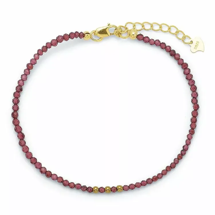 elegant armbånd med granat og 3 hematite - Loom Stones