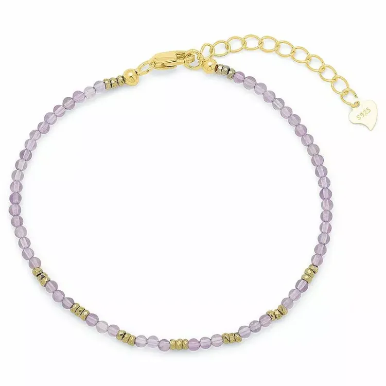 sten armbånd med ametyst og hematite.