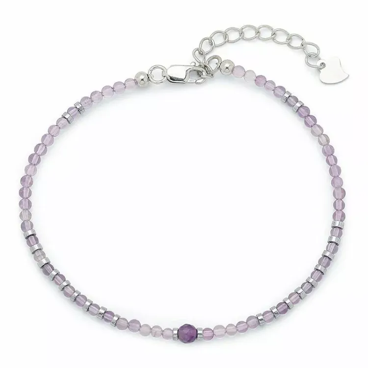 elegant armbånd med ametyst og hematite - Loom Stones