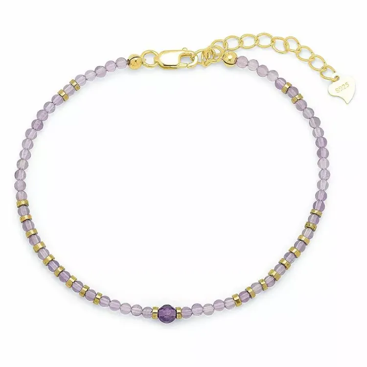 sten armbånd med ametyst og hematite - Loom Stones