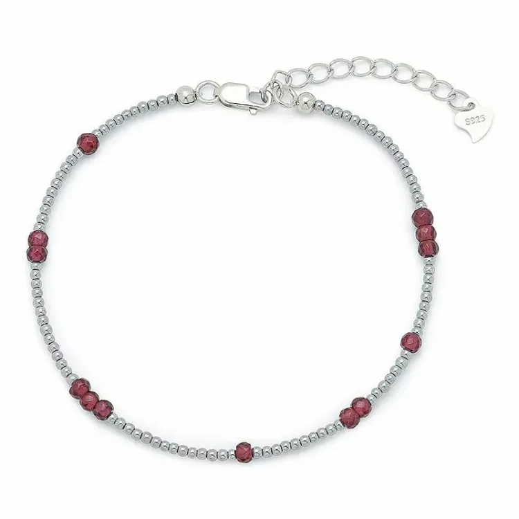 armbånd med hematite og granat - Loom Stones