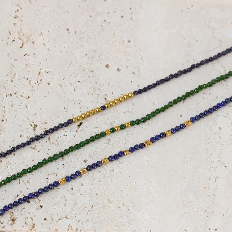 elegant mørkeblå armbånd med lapis og hematite - Loom Stones