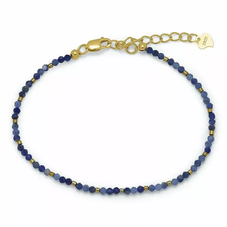 mørkeblå armbånd med sodalit og hematite - Loom Stones