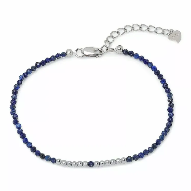 mørkeblå sten armbånd med lapis og hematite.