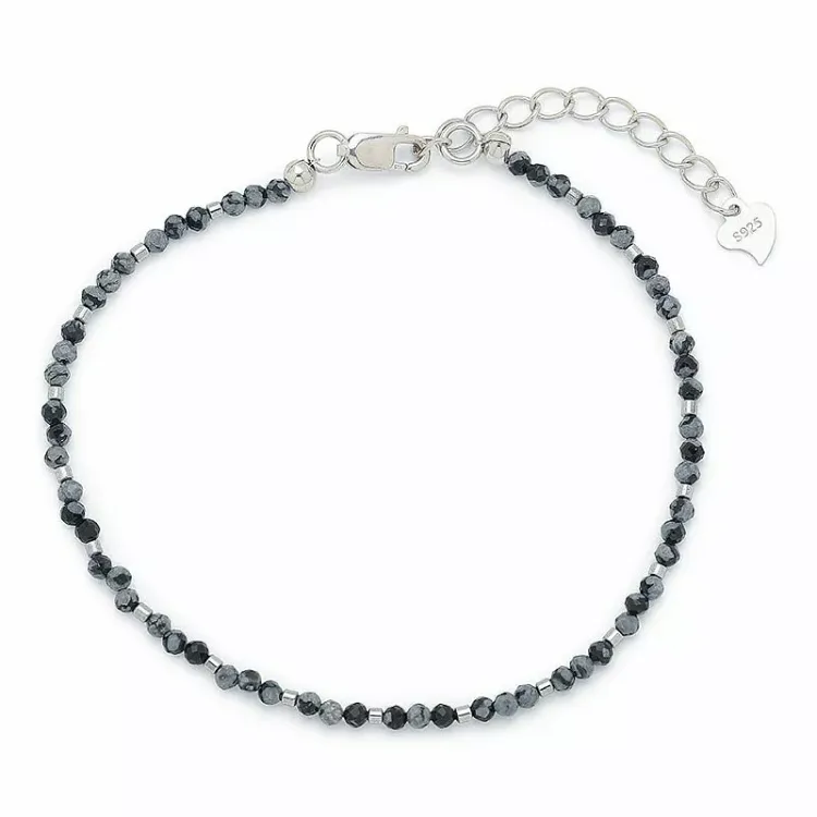 armbånd med obsidian og hematite - Loom Stones