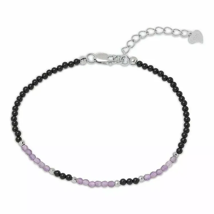 sten armbånd med onyks og ametyst og hematite.
