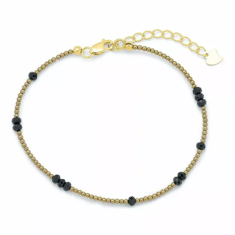 forgyldt sten armbånd med hematite og spinel sten.