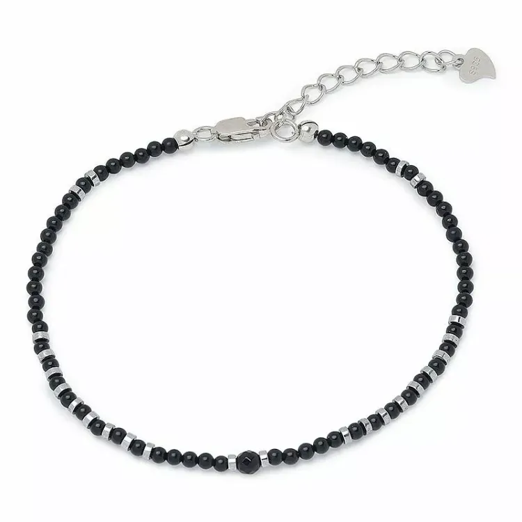 sten armbånd med onyks og hematite - Loom Stones