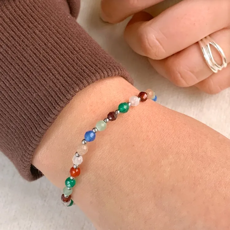 armbånd med hematite og sten - Loom Stones
