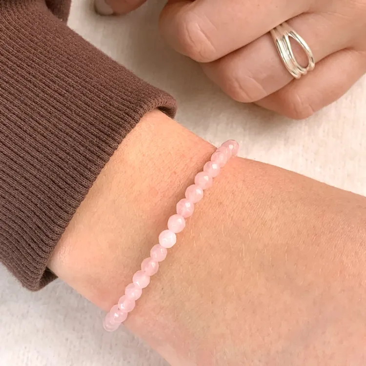 pink Perlearmbånd med kvarts.