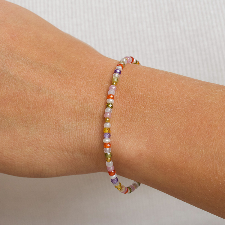 multifarvede sten armbånd med ferskvandsperle - Loom Stones