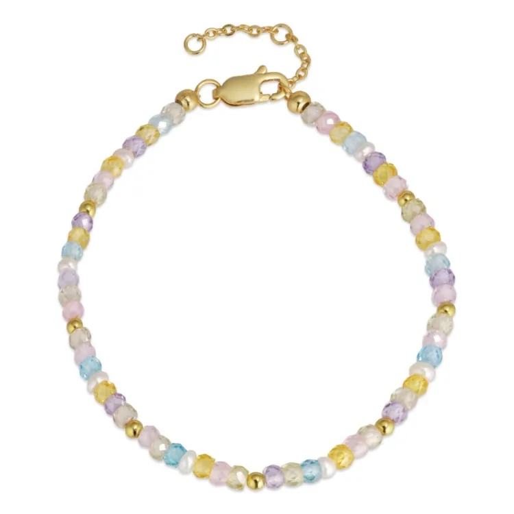 multifarvede sten armbånd med ferskvandsperle - Loom Stones