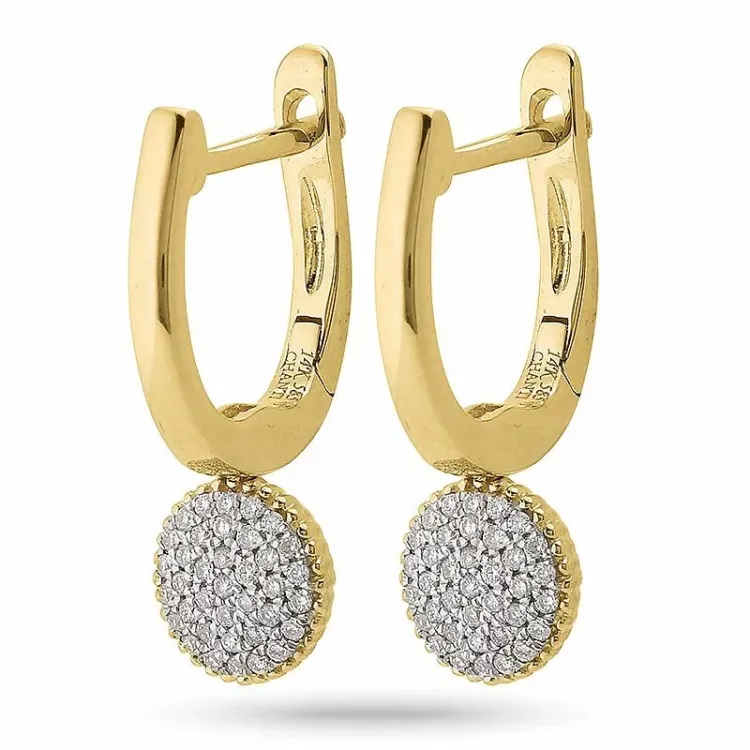 runde diamant guld creoler i 14 karat guld med diamant