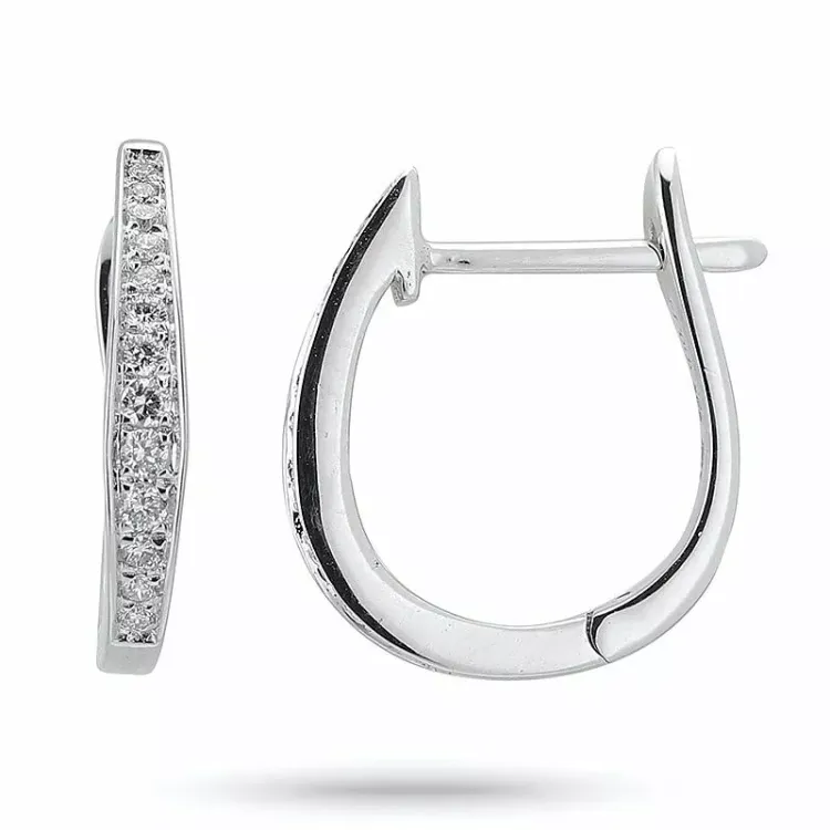 Creoler i 14 karat hvidguld med diamanter