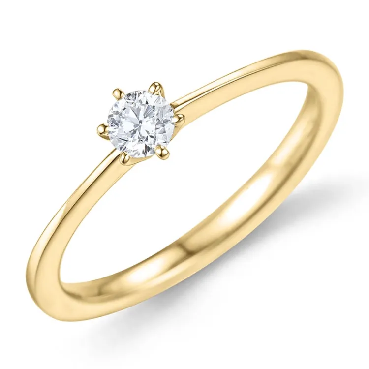 0,20 ct lab grown diamant solitairering i 9 karat guld 0,20 ct