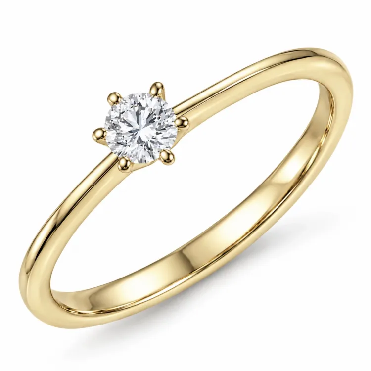 0,20 ct lab grown diamant solitairering i 9 karat guld 0,20 ct