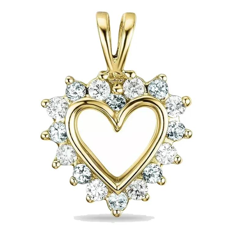 hjerte lab grown diamant vedhæng i 9 karat guld 0,26 ct