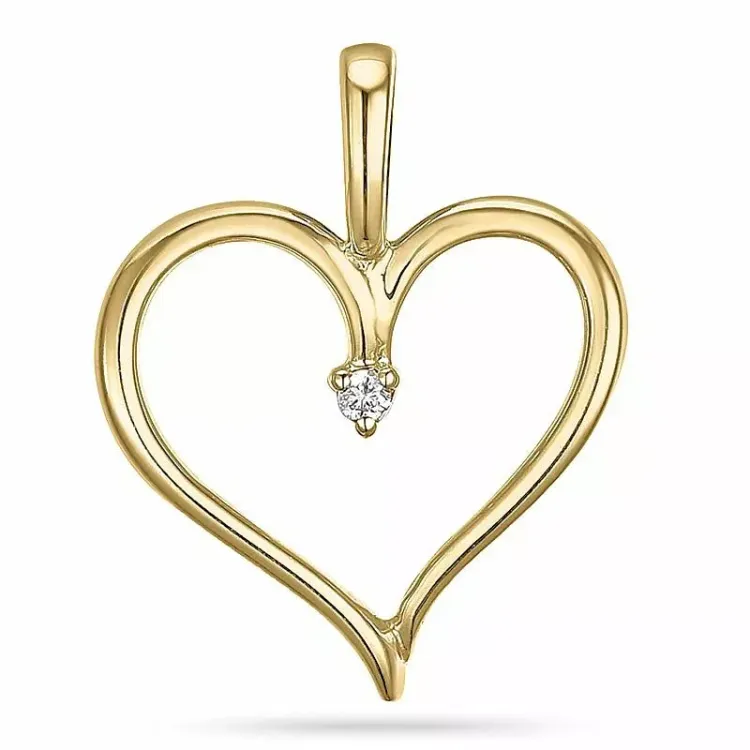 hjerte lab grown diamant vedhæng i 9 karat guld 0,01 ct