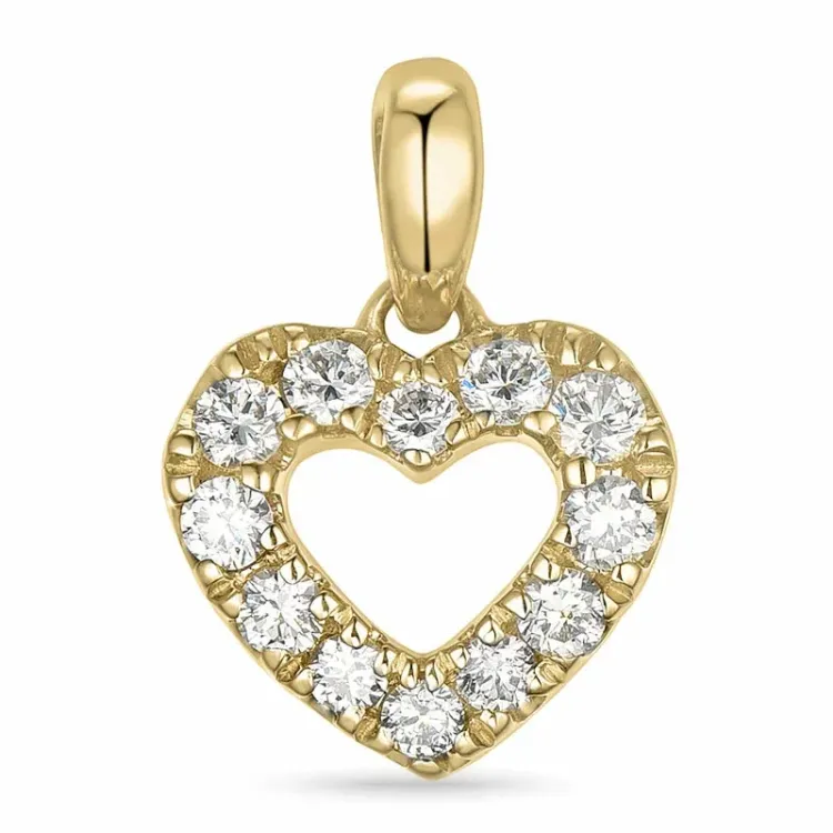 hjerte lab grown diamant vedhæng i 9 karat guld 0,21 ct
