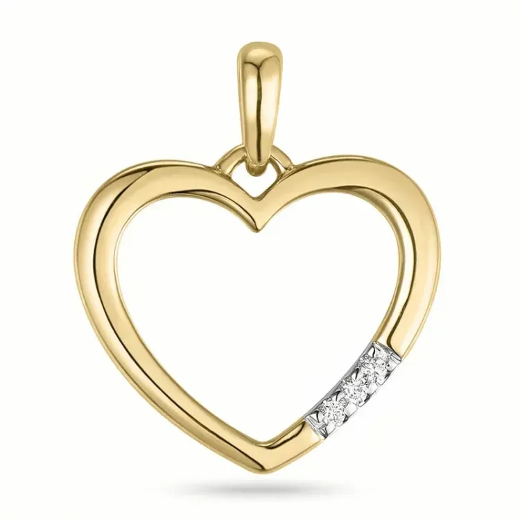 hjerte lab grown diamant vedhæng i 9 karat guld 0,02 ct