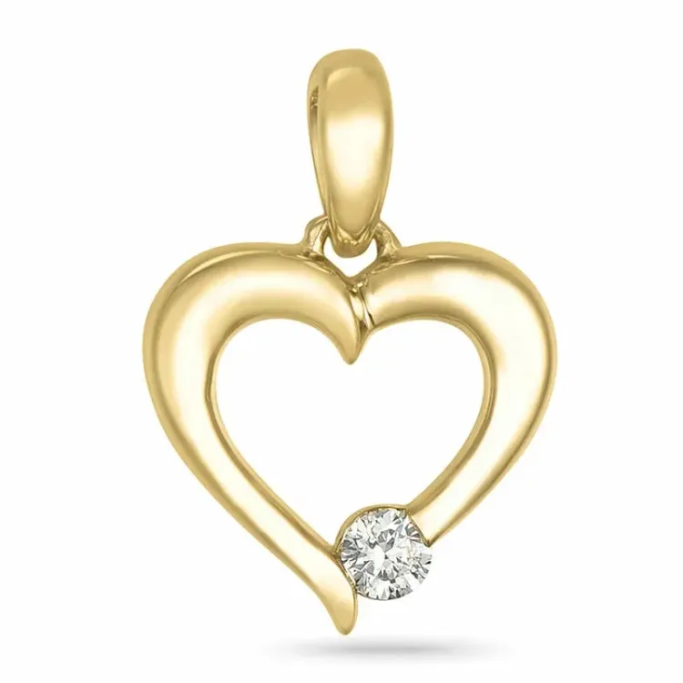 hjerte lab grown diamant vedhæng i 9 karat guld 0,04 ct