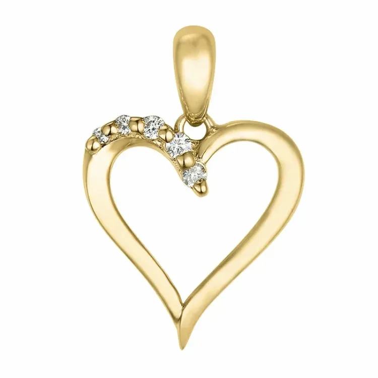 hjerte lab grown diamant vedhæng i 9 karat guld 0,05 ct