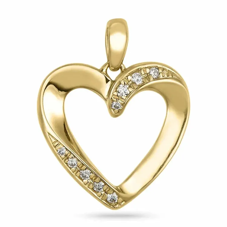 hjerte lab grown diamant vedhæng i 9 karat guld 0,05 ct