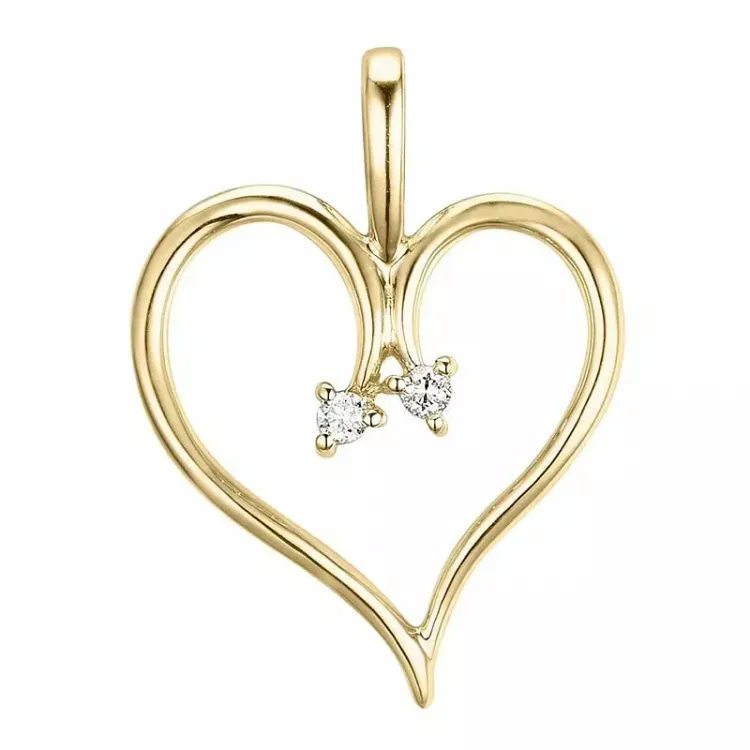 hjerte lab grown diamant vedhæng i 9 karat guld 0,04 ct