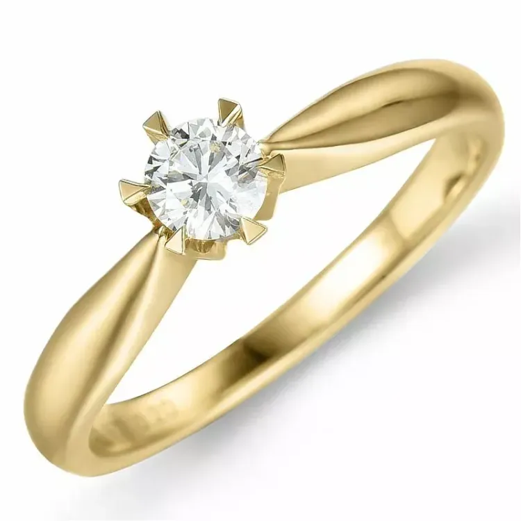 0,20 ct lab grown diamant solitairering i 9 karat guld 0,20 ct