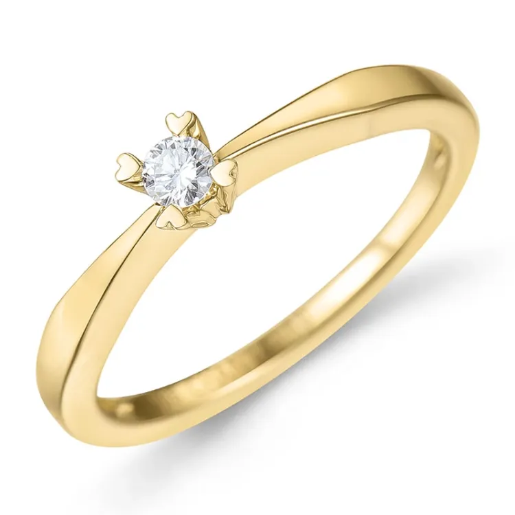 0,10 ct lab grown diamant solitairering i 9 karat guld 0,10 ct