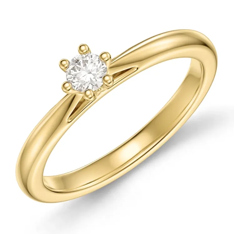 0,20 ct lab grown diamant solitairering i 9 karat guld 0,20 ct