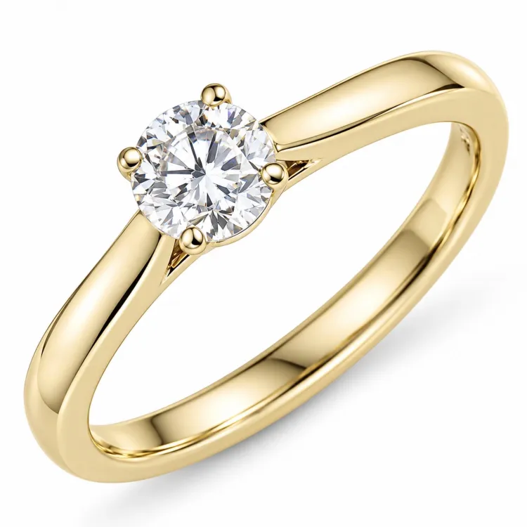 0,50 ct lab grown diamant solitairering i 9 karat guld 0,50 ct