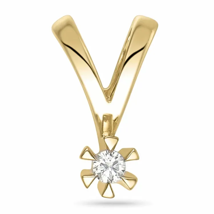 0,05 ct lab grown diamant vedhæng i 9 karat guld 0,05 ct