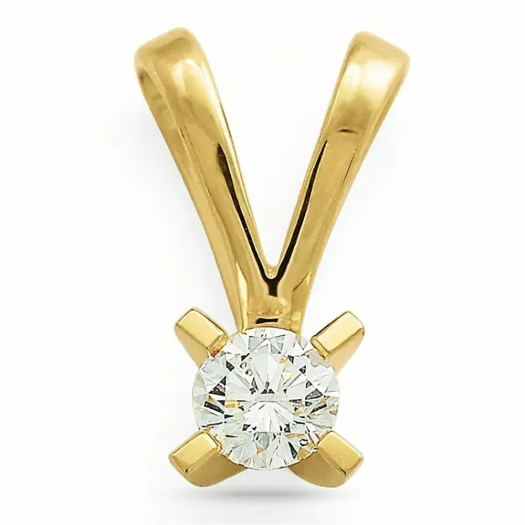 0,20 ct lab grown diamant solitairevedhæng i 9 karat guld 0,20 ct