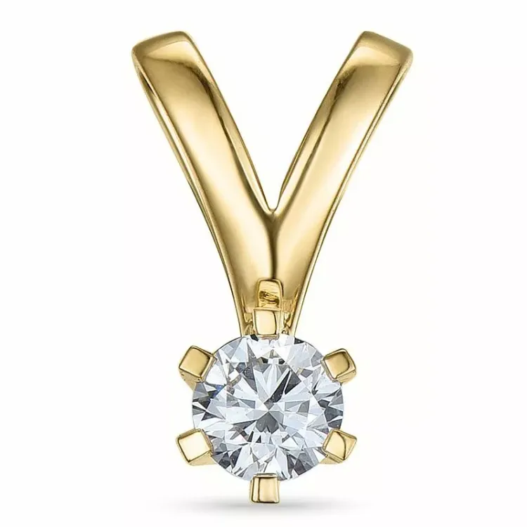 0,20 ct lab grown diamant solitairevedhæng i 9 karat guld 0,20 ct