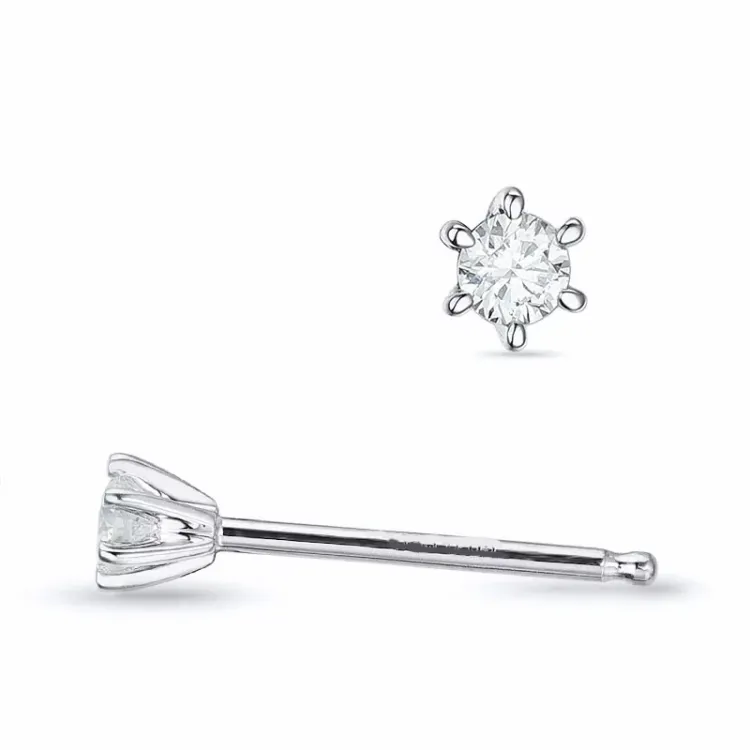 2 x 0,05 ct lab grown diamant solitaireørestikker i 9 karat hvidguld med lab grown diamant 