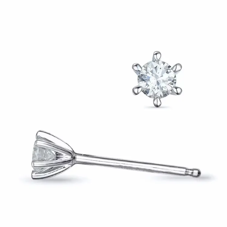 2 x 0,10 ct lab grown diamant solitaireørestikker i 9 karat hvidguld med lab grown diamant 