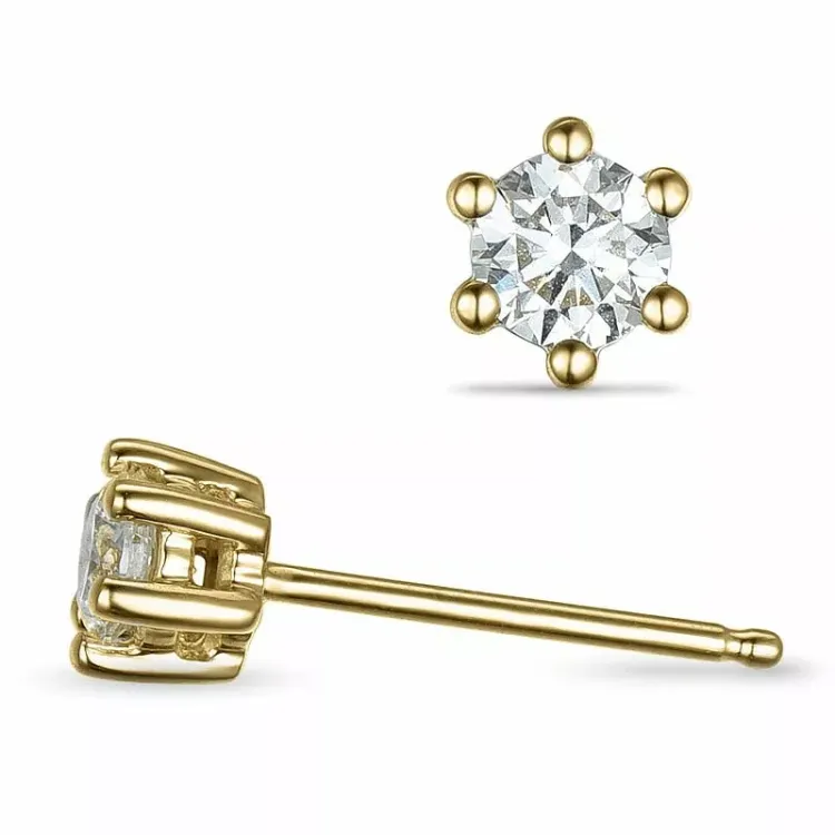 2 x 0,20 ct lab grown diamant solitaireørestikker i 9 karat guld med lab grown diamant 