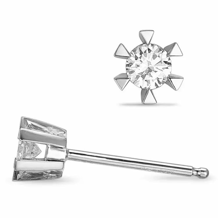 2 x 0,10 ct lab grown diamant solitaireørestikker i 9 karat hvidguld med lab grown diamant 