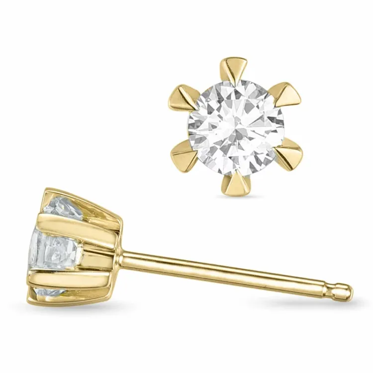 2 x 0,20 ct lab grown diamant solitaireørestikker i 9 karat guld med lab grown diamant 