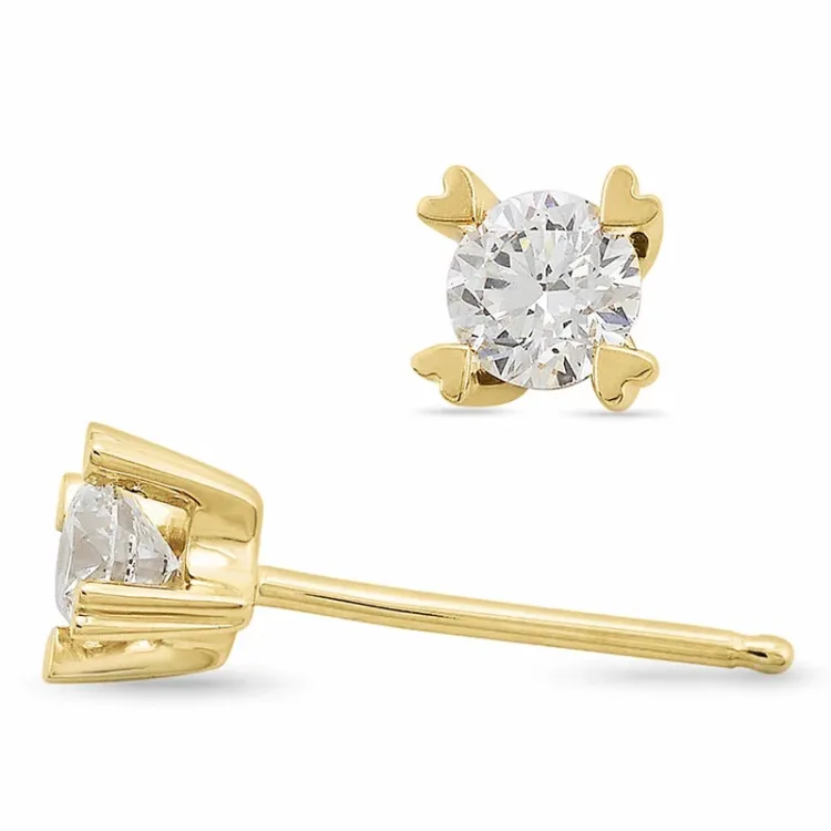 2 x 0,20 ct lab grown diamant solitaireørestikker i 9 karat guld med lab grown diamant 