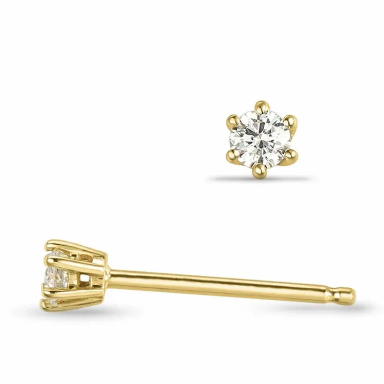 2 x 0,05 ct lab grown diamant solitaireørestikker i 9 karat guld med lab grown diamant 