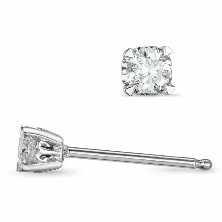 2 x 0,10 ct lab grown diamant solitaireørestikker i 9 karat hvidguld med lab grown diamant 