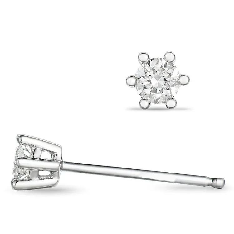 2 x 0,10 ct lab grown diamant solitaireørestikker i 9 karat hvidguld med lab grown diamant 