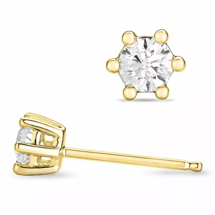 2 x 0,20 ct lab grown diamant solitaireørestikker i 9 karat guld med lab grown diamant 