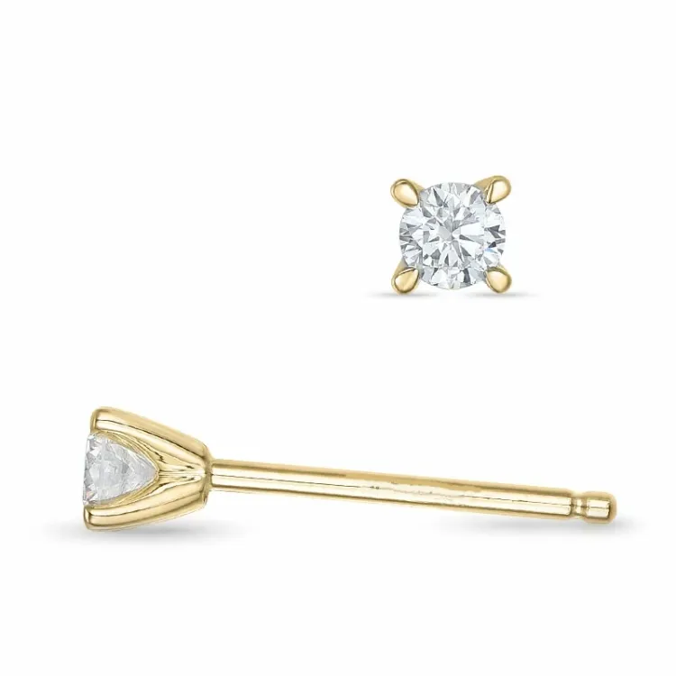 2 x 0,09 ct lab grown diamant solitaireørestikker i 9 karat guld med lab grown diamant 