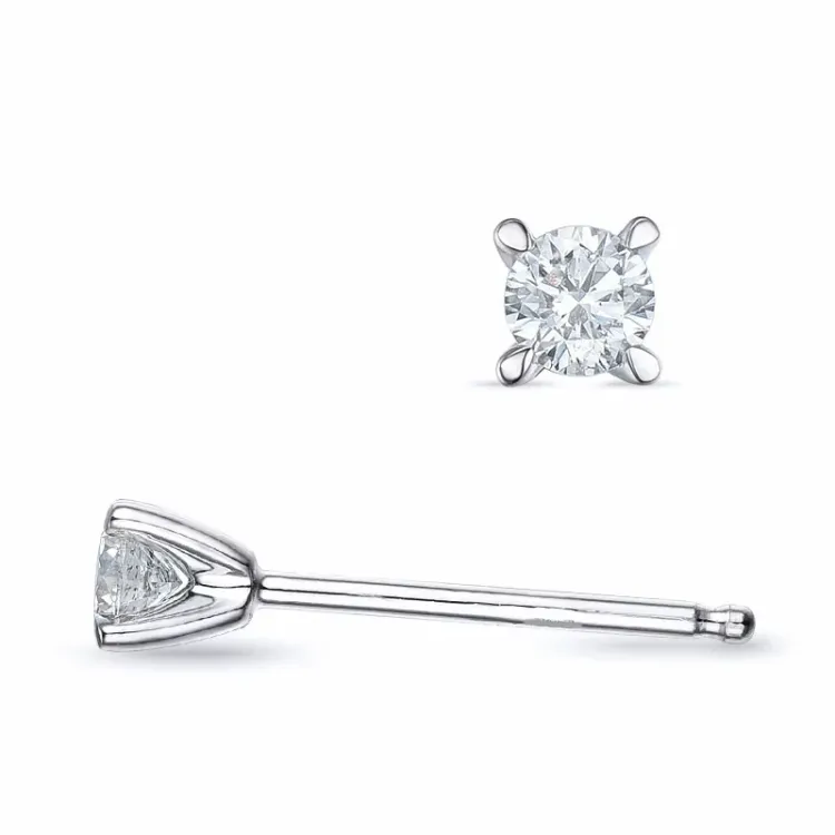 2 x 0,10 ct lab grown diamant solitaireørestikker i 9 karat hvidguld med lab grown diamant 